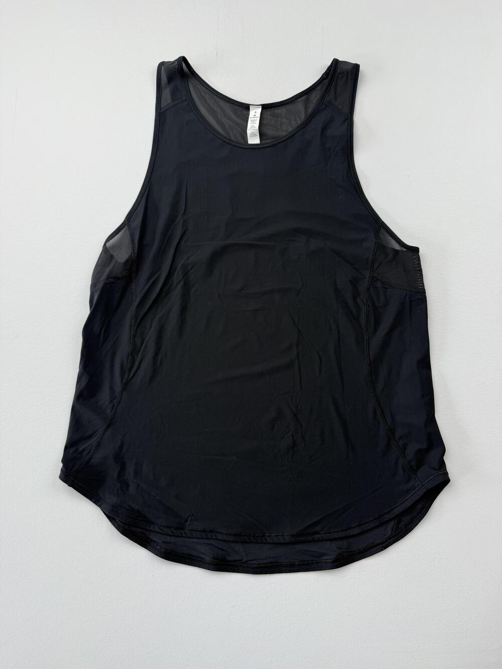 Lululemon Tank Top Womens 8 Black Mesh Scoop Neck Lightweight Running Athletic